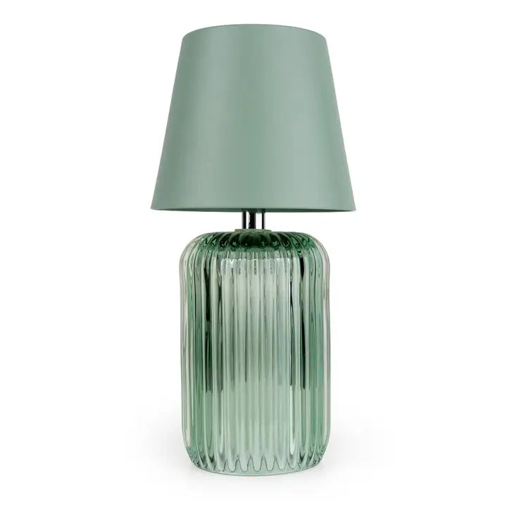 Ridged glass table lamp - Green