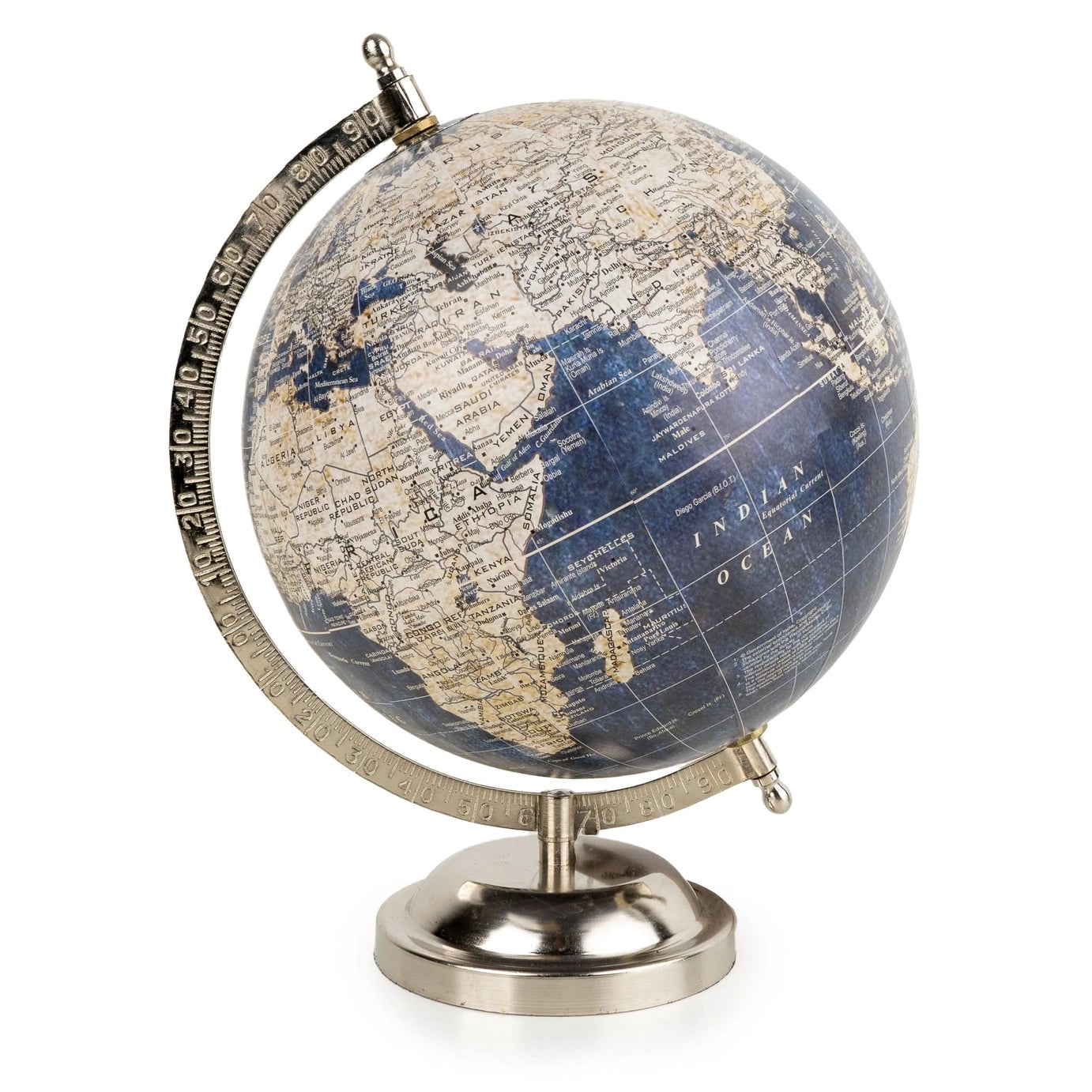 8” Globe - blue & silver